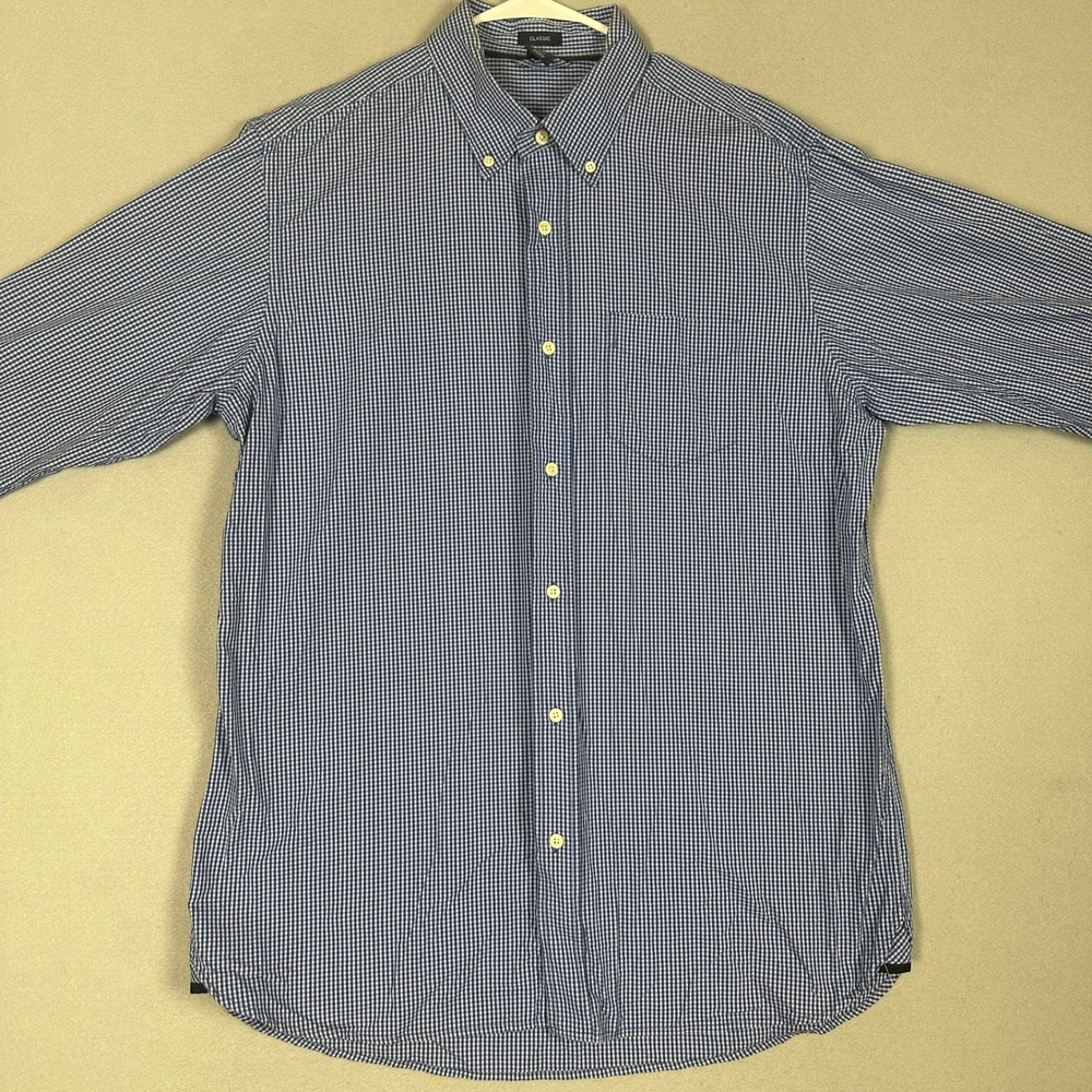 Gap Shirt Mens Large Tall Classic Blue Gingham Check Button Down Long Sleeve EUC